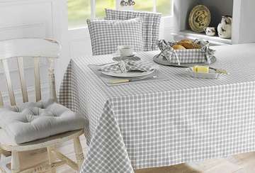 Portland check tablecloth dove grey (130x180cm) - Walton & Co 